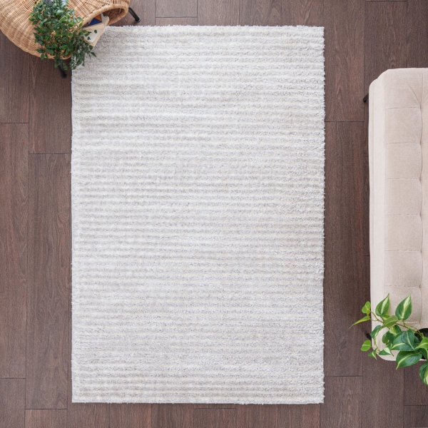 Bella Stripes 120 x 180 cm Zymta Winter Carpet - Cream / Light Grey