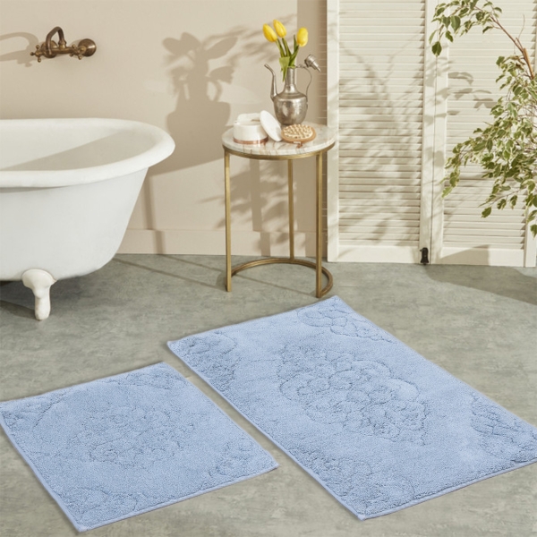 2 Pieces Jordan Elegant Bath Mat Set 50 x 80 - 50 x 40 cm - Grey