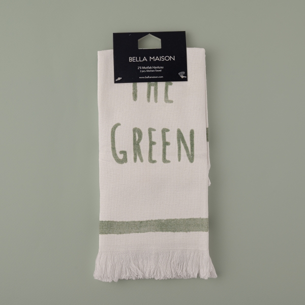 2 Pieces Rain Drying Towel Set 40 x 47 cm - White / Green