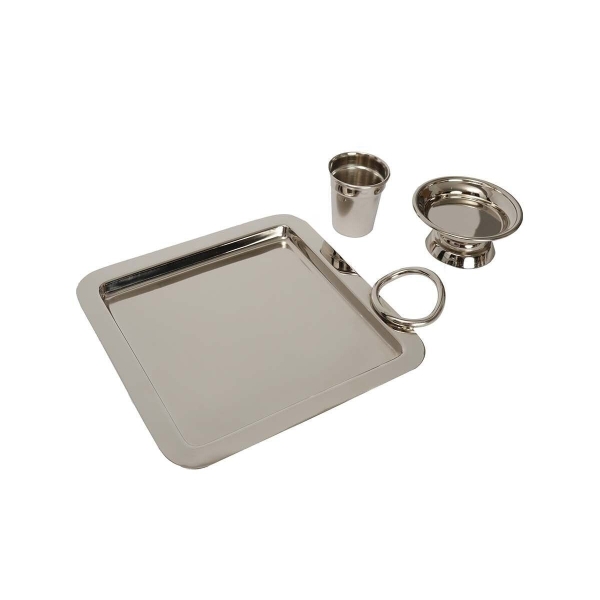 3 Pieces Cora Coffee Catering Tray Set - Silver