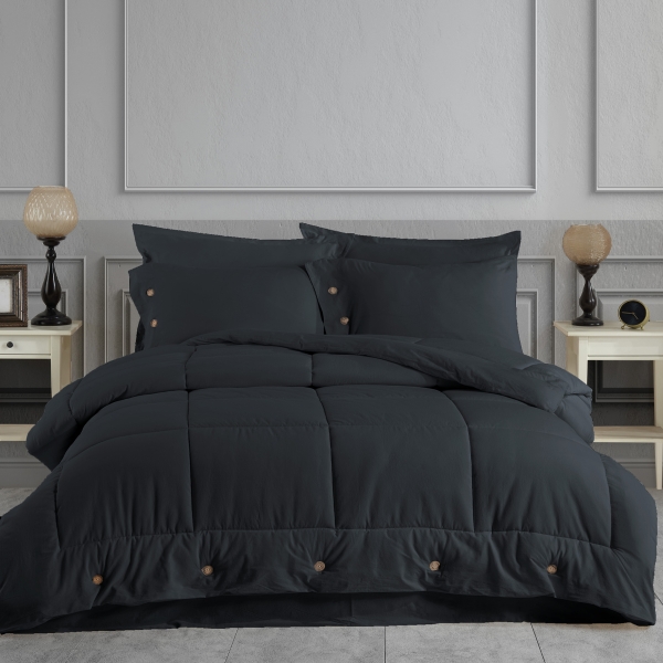 3 Pieces Regina Single Bedspread Set 180 x 240 cm - Black