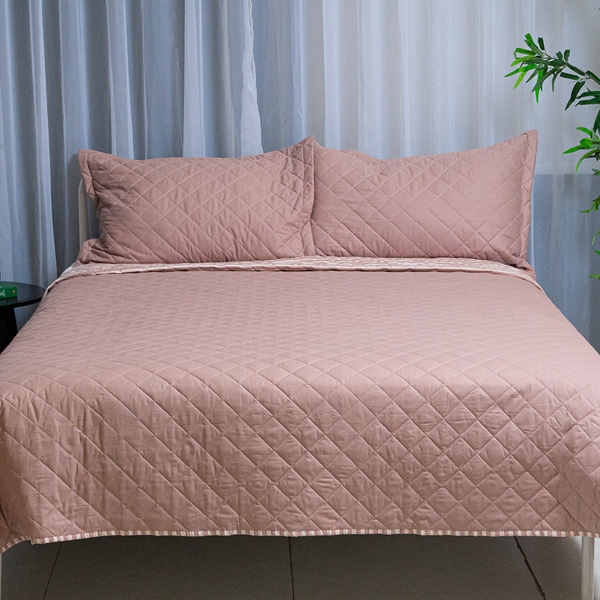 2 Pieces Istanbul Single Bedspread Set 180 x 230 cm - Dusty Rose