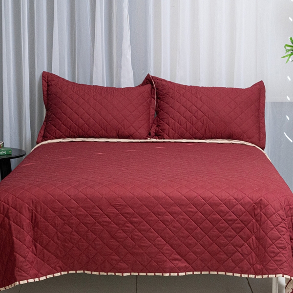 3 Pieces Istanbul Double Bedspread Set 230 x 240 cm - Claret Red