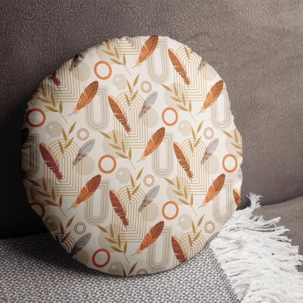 Tuft Cotton Filled Cushion 43 x 43 cm - Orange / Beige / Grey / Honey Yellow