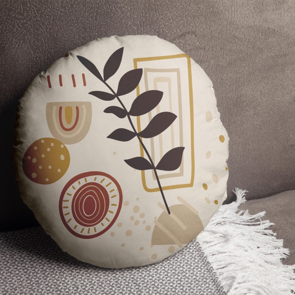 Olive Bloom Printing Cotton Filled Cushion 43 x 43 cm - Olive Green / Brown / Beige / Honey Yellow