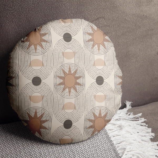  Astro Flare Printing Cotton Filled Cushion 43 x 43 cm - Beige / Dark Green / Light Brown