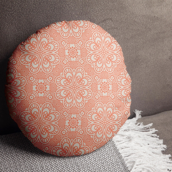 Blossom Impressions Printing Cotton Filled Cushion 43 x 43 cm - Orange / Beige