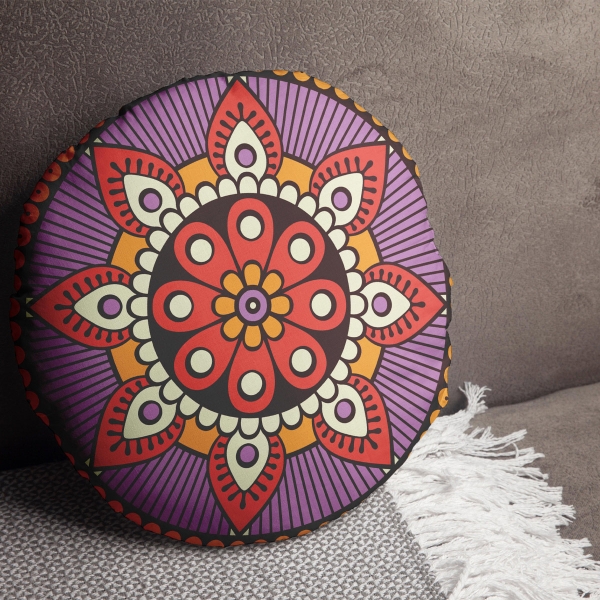 Rosette Designs Cotton Filled Cushion 43 x 43 cm - Purple / Beige / Red / Mustard