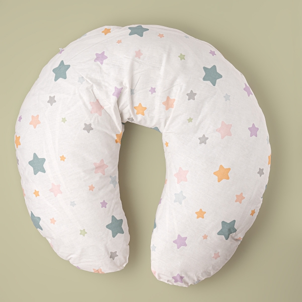 Stars Baby Nursing Pillow 60 x 47 cm ( 500 gr ) - White / Green / Pink / Purple