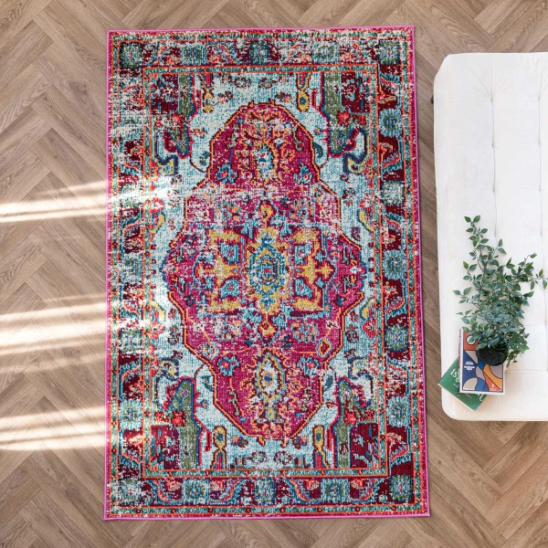 Art Vibrant kaleidoscope 200 x 300 cm Zymta Winter Carpet - Fuschia / Yellow / Blue / Green