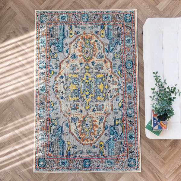 Art Vibrant kaleidoscope 200 x 300 cm Zymta Winter Carpet - Orange / Yellow / Blue / Beige