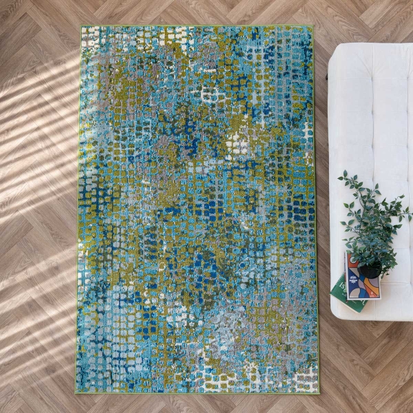 Art Patterned Paradise 80 x 300 cm Zymta Winter Carpet - Blue / Oil Green / Navy Blue