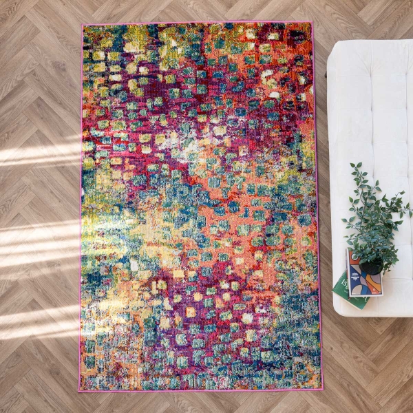 Art Enchanted Threads 80 x 150 cm Zymta Winter Carpet - Orange / Green / Yellow / Fuchsia