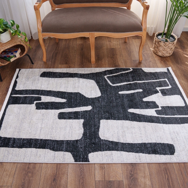 History Art Field 80 x 300 cm Zymta Winter Carpet - Anthracite / Cream / Light Grey