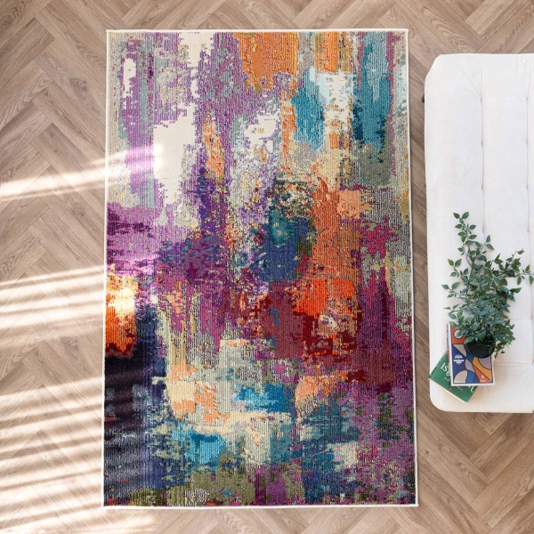 Art Artful Area 160 x 230 cm Zymta Winter Carpet - Plum / Orange / Blue / Beige