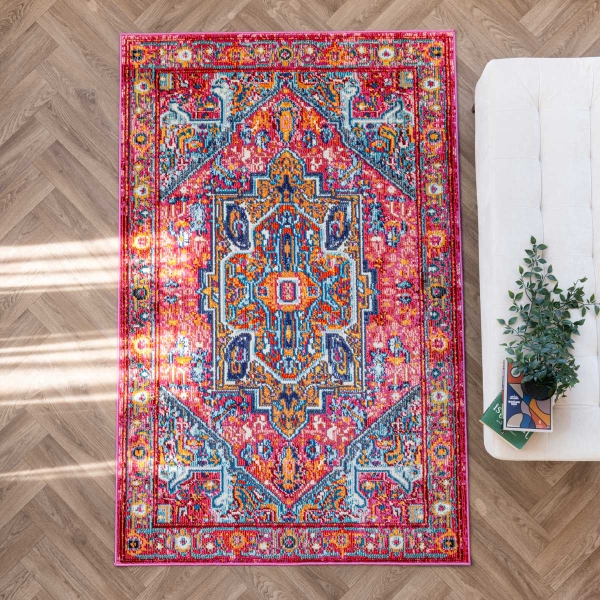 Art Crimson Majesty 80 x 150 cm Zymta Winter Carpet - Fuchsia / Pink / Blue / Orange