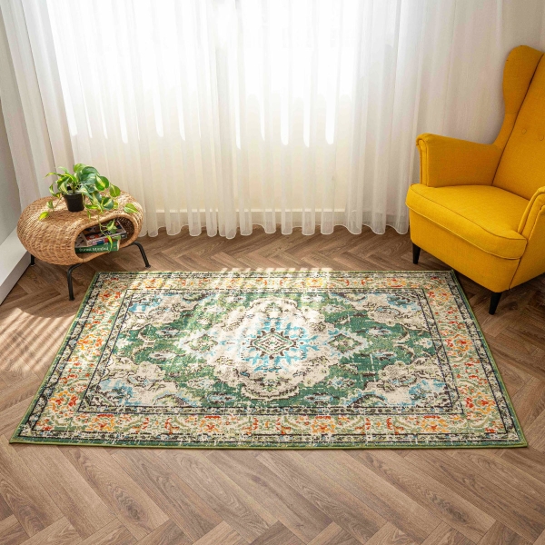 Art Floor Fantasy 80 x 300 cm Zymta Winter Carpet - Green / Blue / Ecru / Orange