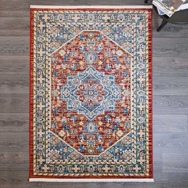 History Antique Charm 120 x 180 cm Zymta Winter Carpet - Claret Red / Terracotta / Blue / Yellow