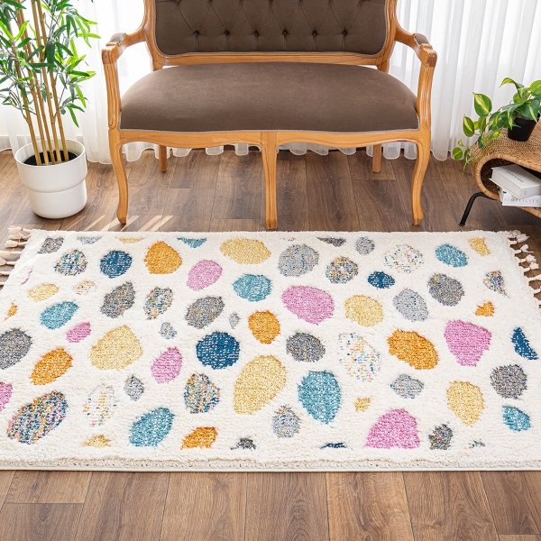 Barcelona Colorful Pebble Shag 80 x 150 cm Zymta Winter Carpet - Yellow / Orange / Blue / Anthracite