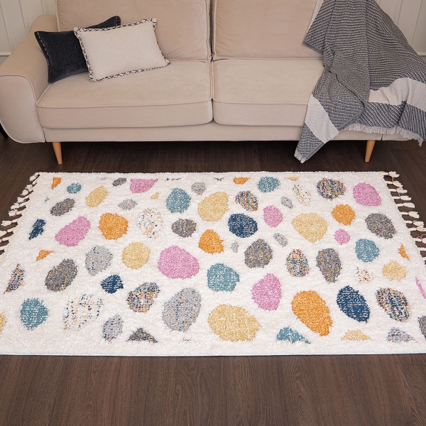 Barcelona Colorful Pebble Shag 200 x 300 cm Zymta Winter Carpet - Yellow / Orange / Blue / Anthracite