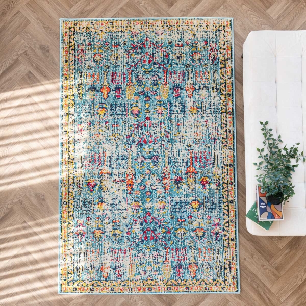 Art Barbola 160 x 230 cm Zymta Winter Carpet - Blue / Yellow / Orange / Fuchsia