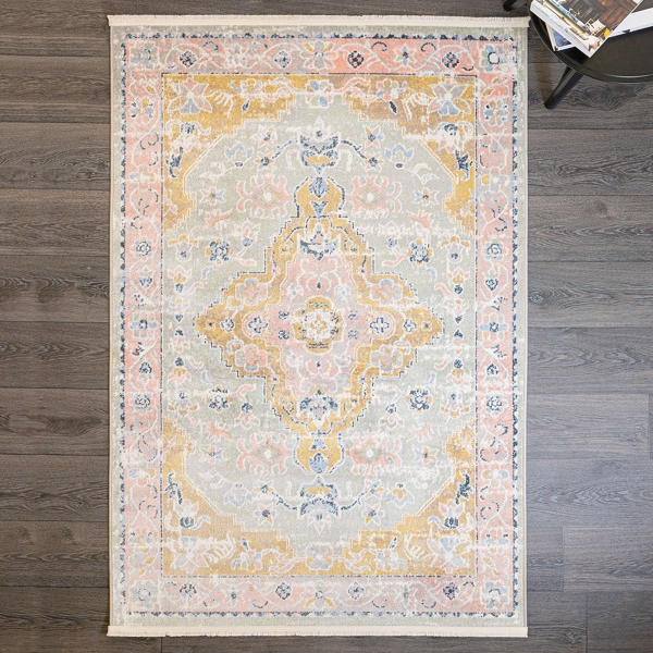 History Espina 120 x 180 cm Zymta Winter Carpet - Mint / Powder Pink / Mustard / Navy Blue