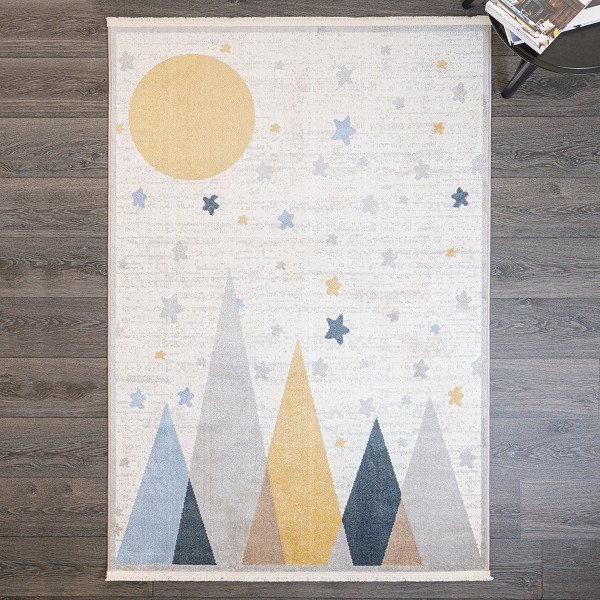 Craft Mountains 80 x 150 cm Zymta Winter Carpet - Off White / Grey / Blue / Mustard