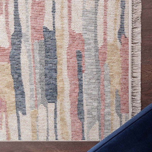 Infinity Sunset Striations 80 x 150 cm Zymta Winter Carpet - Salmon / Mustard / Navy Blue / Cream