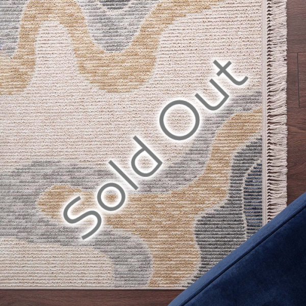 Infinity Abstract Waves 80 x 300 cm Zymta Winter Carpet - Salmon / Mustard / Cream / Grey