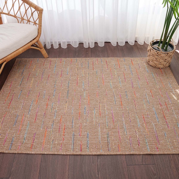 Blossom Nola 80 x 150 cm Jute Decorative Rug Natural - Beige / Blue / Orange / Lilac