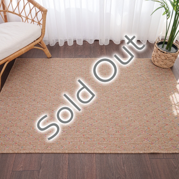 Blossom Diamonds 80 x 150 cm Jute Decorative Rug Natural - Blue / Beige / Orange / Green