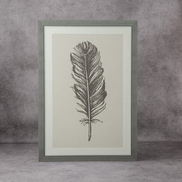 Feather Wall Painting 50 x 35 cm - Black / Mint