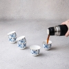 6 Pieces Azra Porcelain Coffee Cups Set 70 ml - Blue / Navy Blue / Gold / White