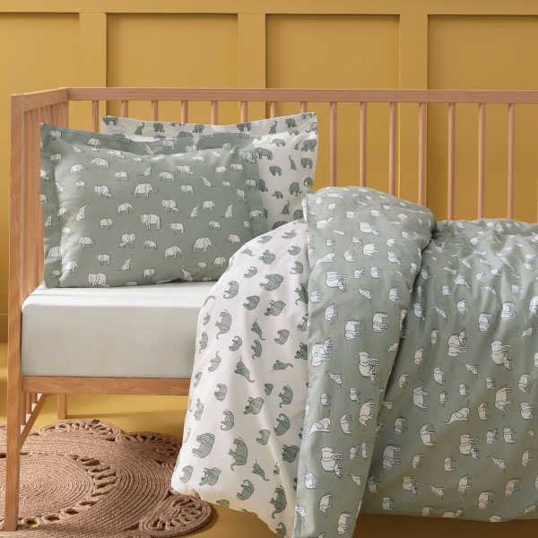 3 Pieces Povey Baby Duvet Cover Set 100 x 150 cm - Sage Green