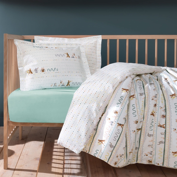 3 Pieces Nutta Ranforce Baby Duvet Cover Set 100 x 150 cm - Sage Green