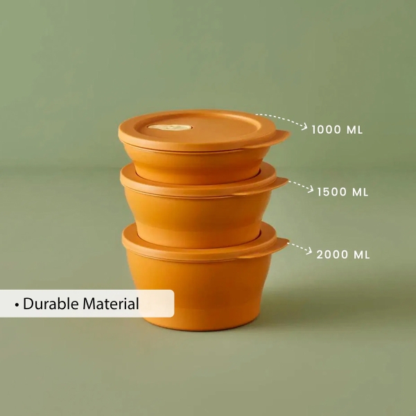 3 Pieces Gris Storage Box 1 L + 1.5 L + 2 L - Mustard