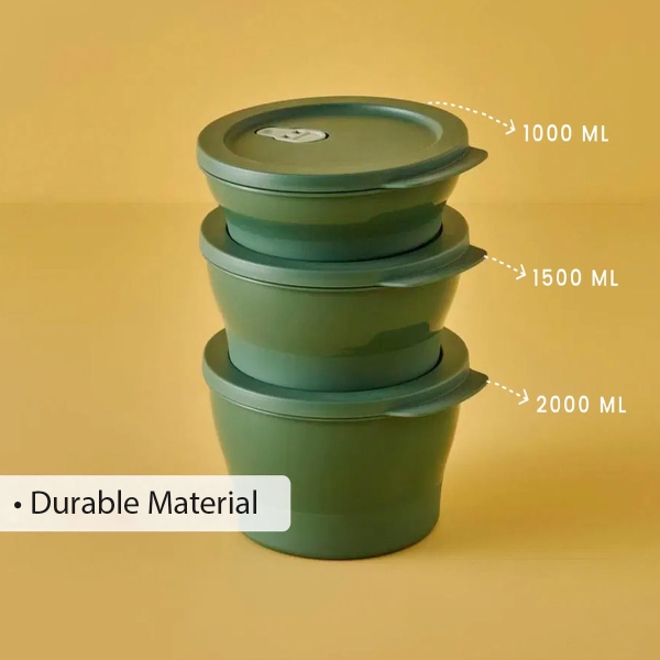 3 Pieces Gris Storage Box 1 L + 1.5 L + 2 L - Green