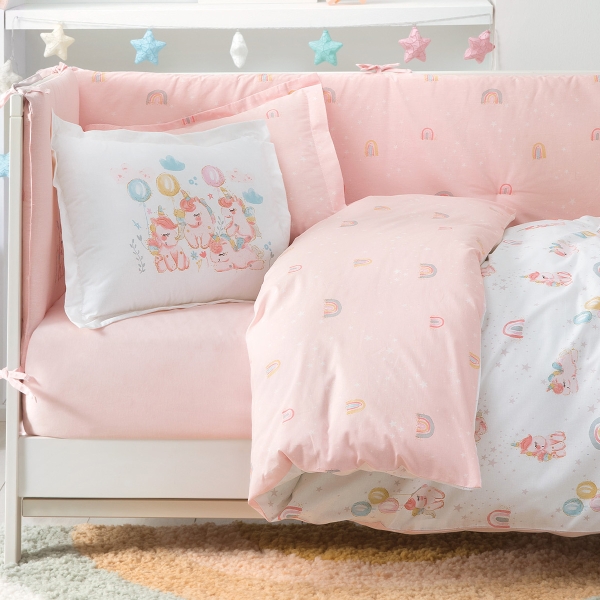 8 Pieces Unicorn Baby Sleeping Set 100 x 150 cm - Pink