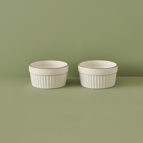 2 Pieces Vislo Porcelain Oven Dish Set 9 x 4.6 cm ( 290 ml ) - White