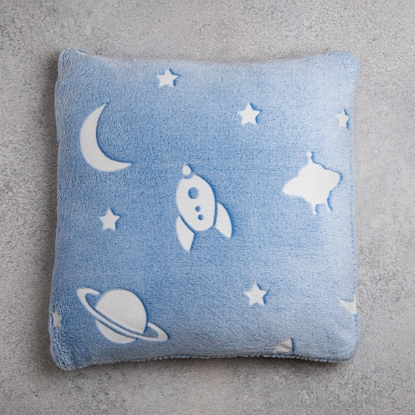 Glow-in-The-Dark Space Pillow 45 x 45 cm - Blue