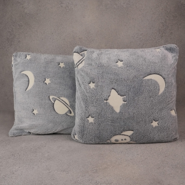 Glow-in-The-Dark Space Pillow 45 x 45 cm - Grey