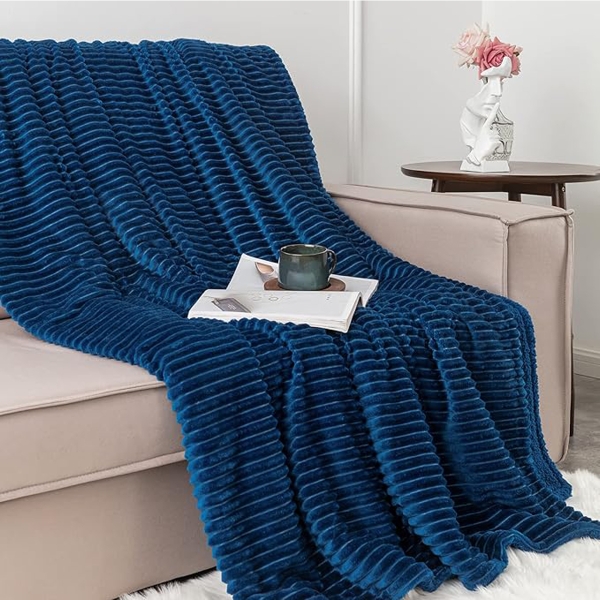 Soft Comfortable Single Throw Blanket 150 x 200 cm - Navy Blue