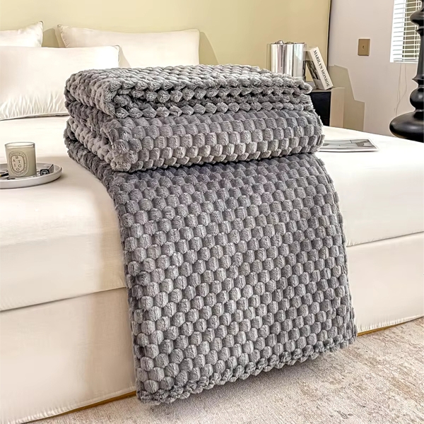 Velvet Plush Throw Blanket For All Seasons 200 x 230 cm - Dark Grey  