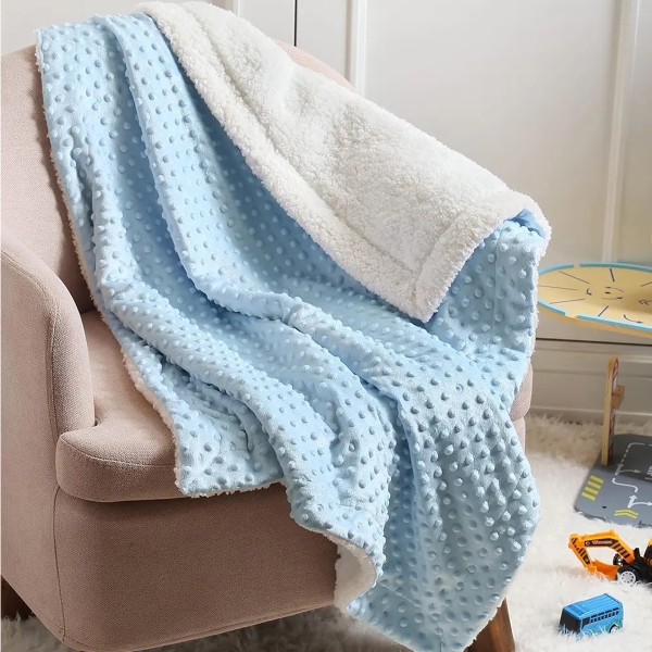 Double Sided Baby Blanket 95 x 75 cm - Blue