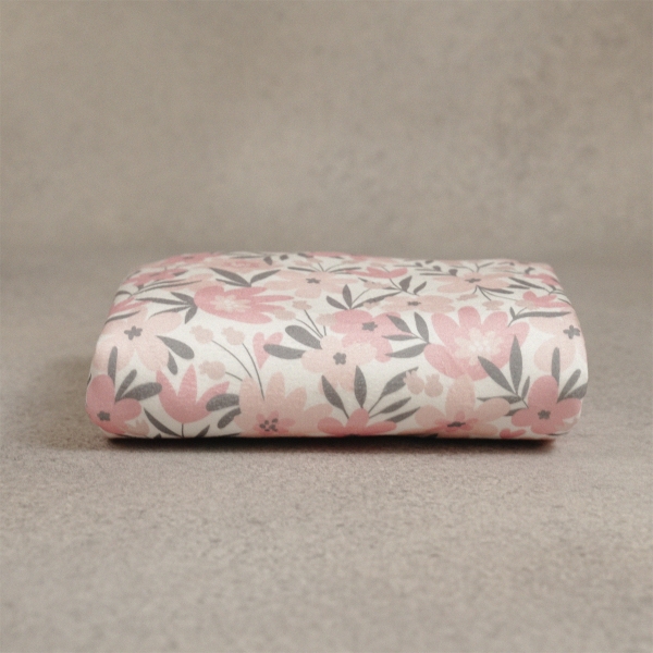 Cherry Blossom Double Sided Baby Blanket 100 x 75 cm - Pink / White / Green 