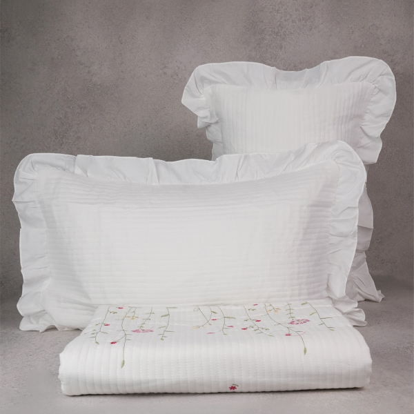 3 Pieces Classic Double Bedspread Set 200 x 230 cm - White