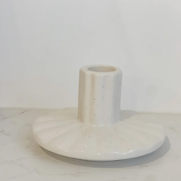 Modern Ceramic Candlestick Holder 12 x 12 x 7 cm - Cream