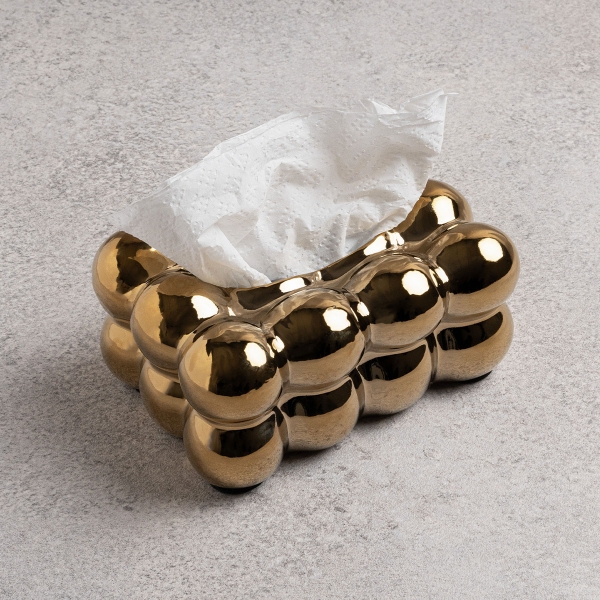 Cute Extraction Tissue Box 20.5 x 9.5 x 15 cm - Gold