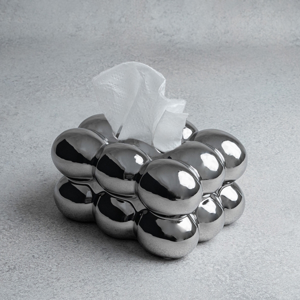 Luxury Ceramic Tissue Box  20 x 17 x 11 cm - Silver