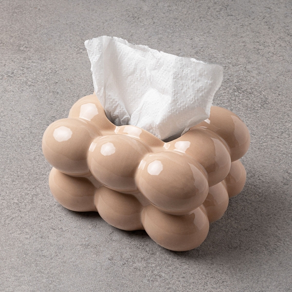 Luxury Ceramic Tissue Box  20 x 17 x 11 cm - Tan